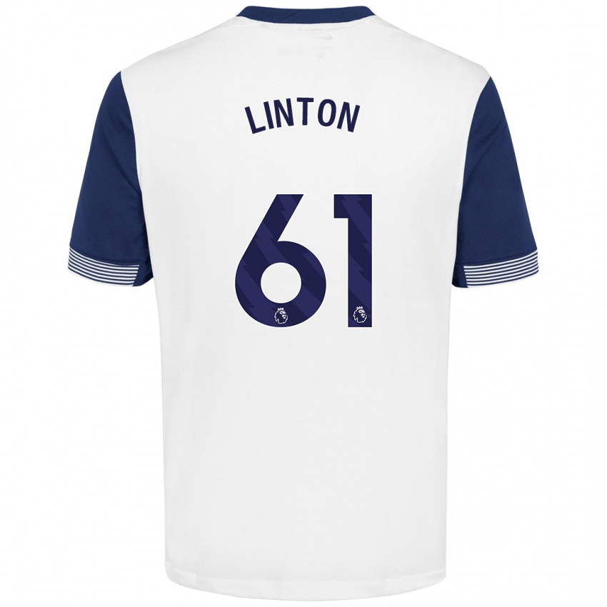 Børn Jahziah Linton #61 Hvid Blå Hjemmebane Spillertrøjer 2024/25 Trøje T-Shirt