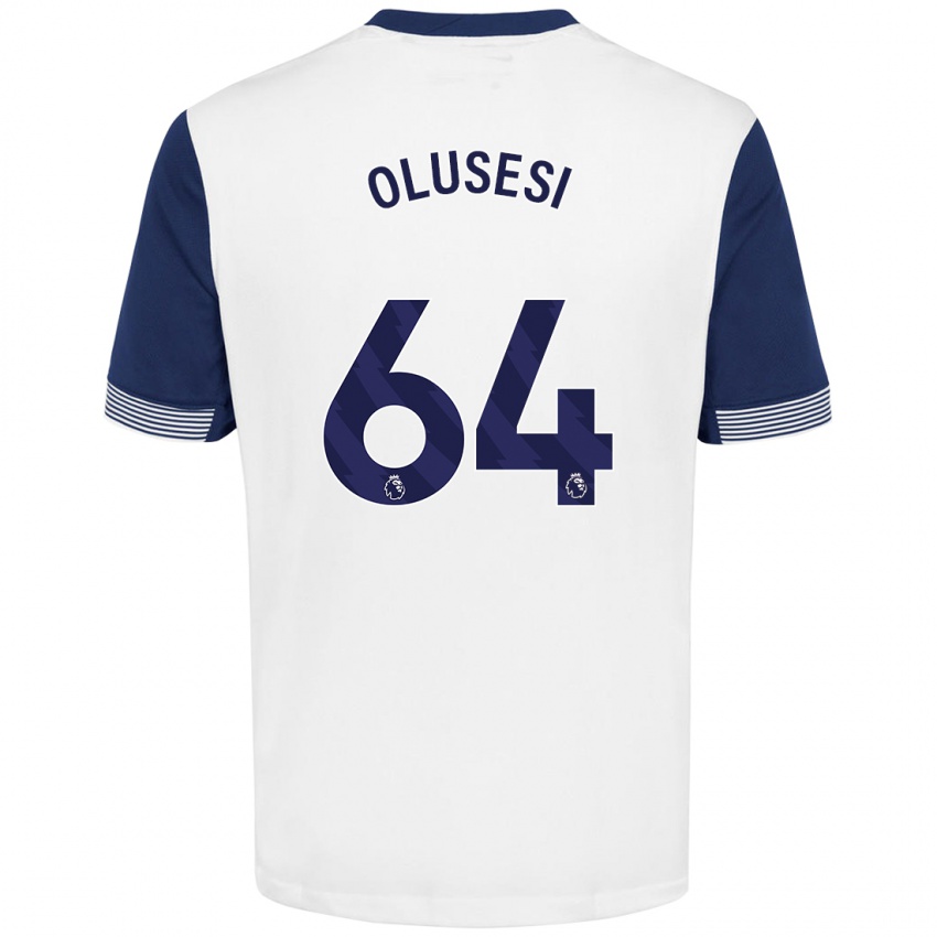 Børn Callum Olusesi #64 Hvid Blå Hjemmebane Spillertrøjer 2024/25 Trøje T-Shirt