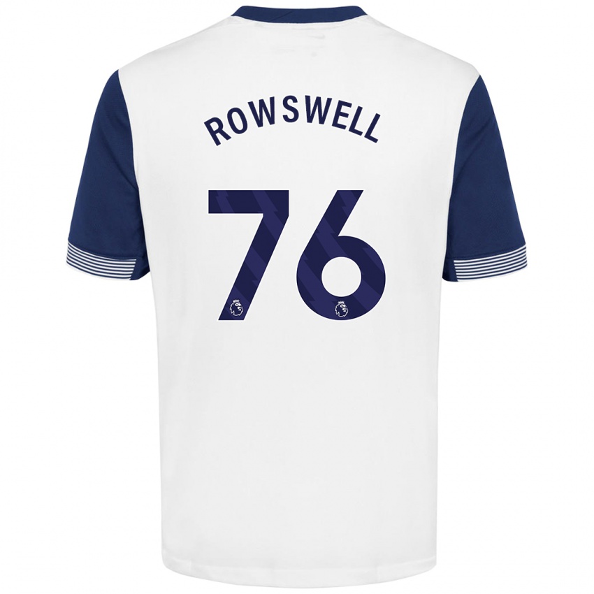 Børn James Rowswell #76 Hvid Blå Hjemmebane Spillertrøjer 2024/25 Trøje T-Shirt