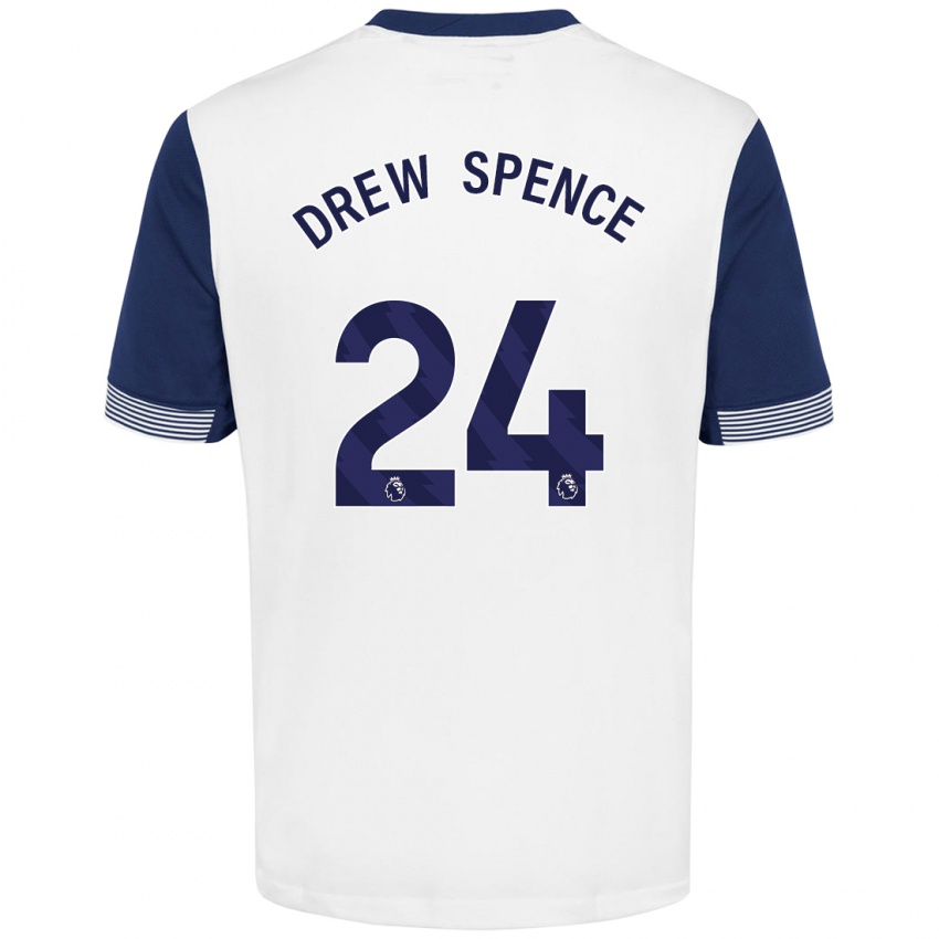 Børn Drew Spence #24 Hvid Blå Hjemmebane Spillertrøjer 2024/25 Trøje T-Shirt