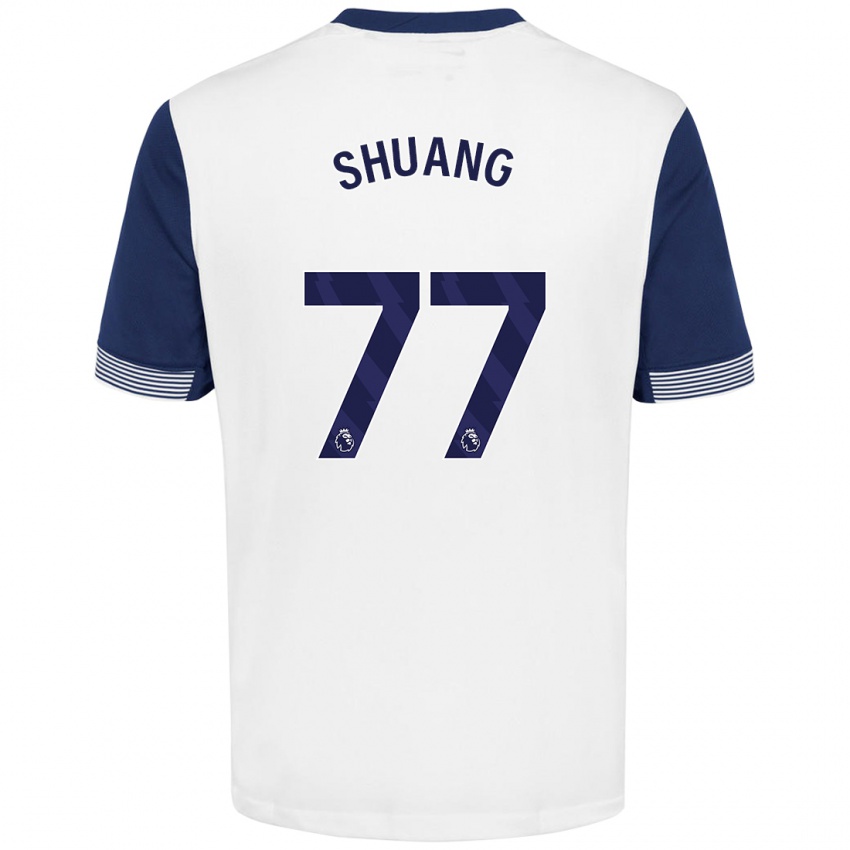 Børn Wang Shuang #77 Hvid Blå Hjemmebane Spillertrøjer 2024/25 Trøje T-Shirt