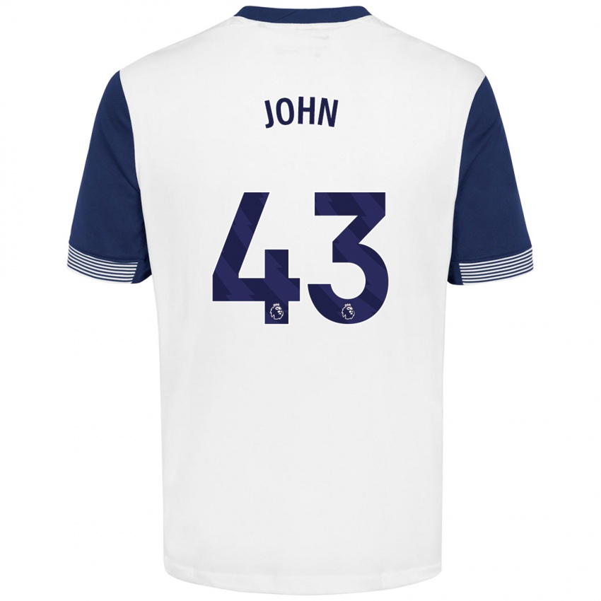 Børn Nile John #43 Hvid Blå Hjemmebane Spillertrøjer 2024/25 Trøje T-Shirt