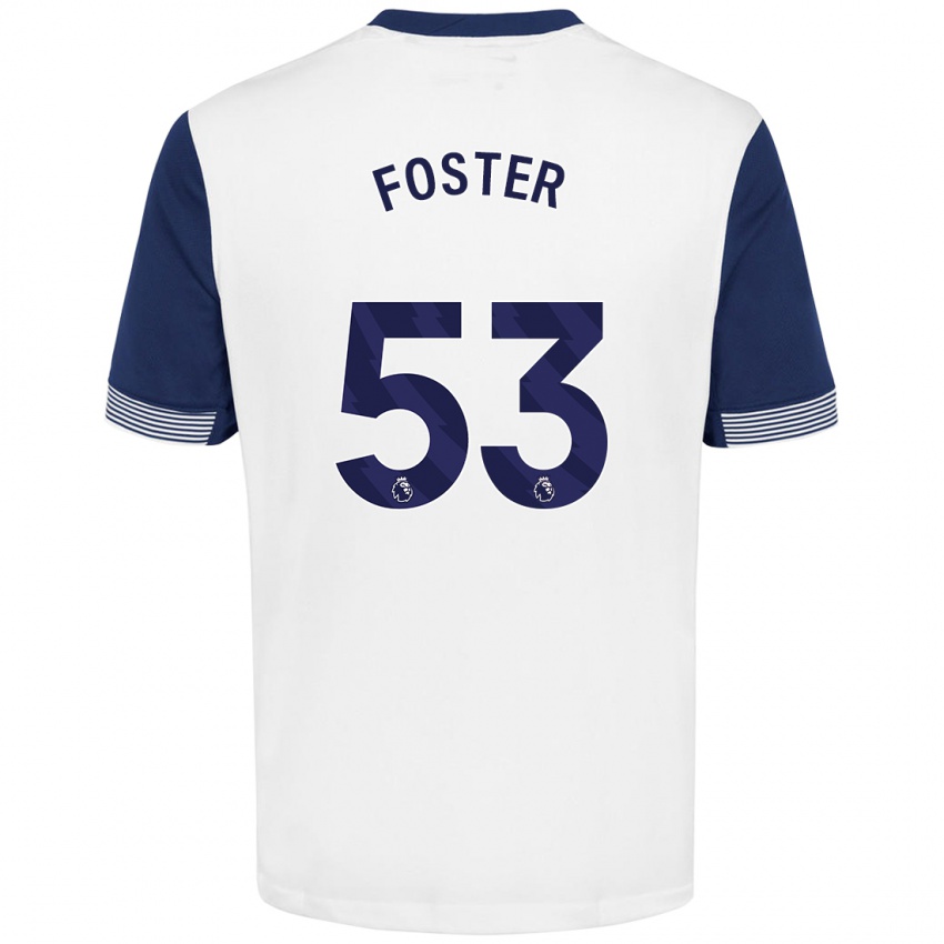 Børn Brooklyn Lyons Foster #53 Hvid Blå Hjemmebane Spillertrøjer 2024/25 Trøje T-Shirt