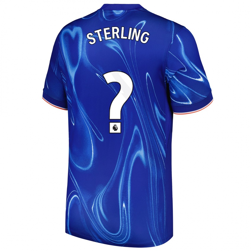 Børn Raheem Sterling #0 Blå Hvid Hjemmebane Spillertrøjer 2024/25 Trøje T-Shirt