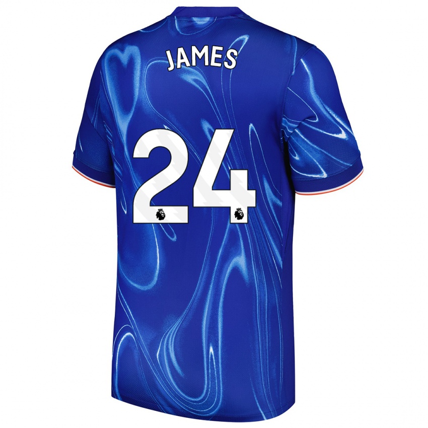 Børn Reece James #24 Blå Hvid Hjemmebane Spillertrøjer 2024/25 Trøje T-Shirt