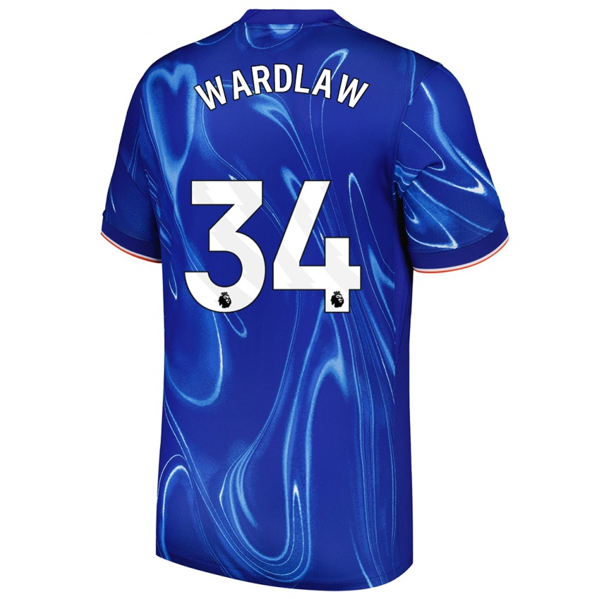 Børn Charlotte Wardlaw #34 Blå Hvid Hjemmebane Spillertrøjer 2024/25 Trøje T-Shirt