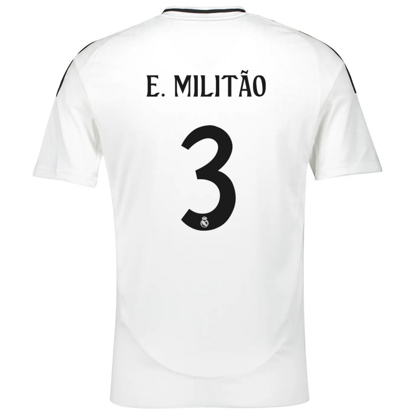 Børn Eder Militao #3 Hvid Hjemmebane Spillertrøjer 2024/25 Trøje T-Shirt