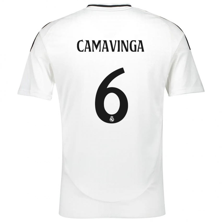 Børn Eduardo Camavinga #6 Hvid Hjemmebane Spillertrøjer 2024/25 Trøje T-Shirt