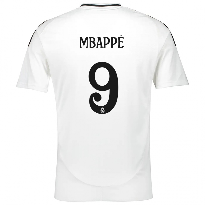 Børn Kylian Mbappe #9 Hvid Hjemmebane Spillertrøjer 2024/25 Trøje T-Shirt