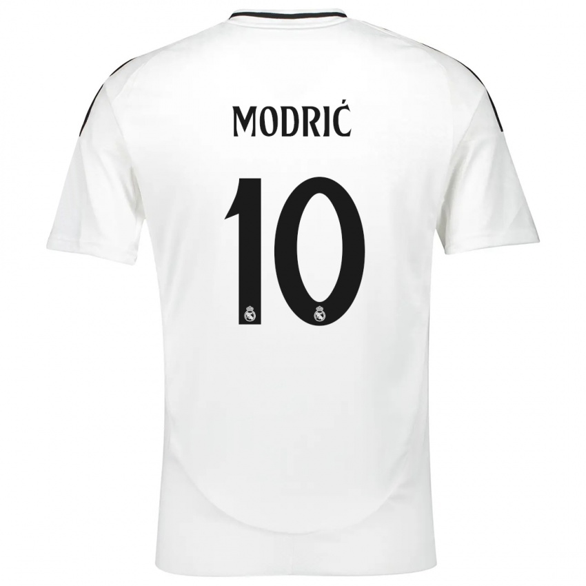 Børn Luka Modric #10 Hvid Hjemmebane Spillertrøjer 2024/25 Trøje T-Shirt