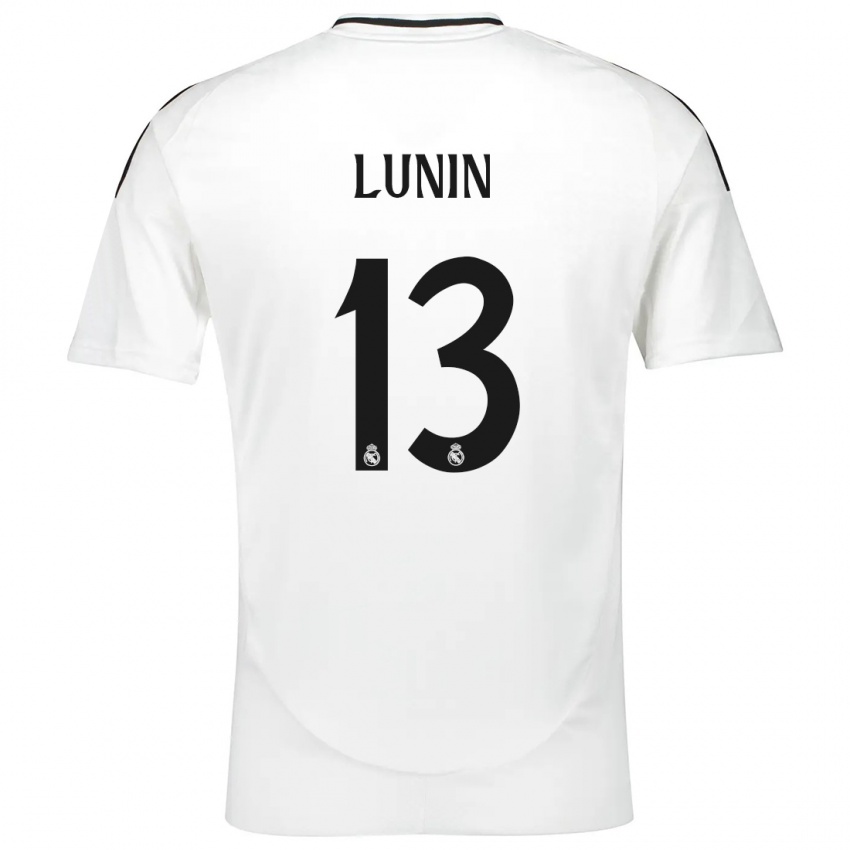 Børn Andriy Lunin #13 Hvid Hjemmebane Spillertrøjer 2024/25 Trøje T-Shirt