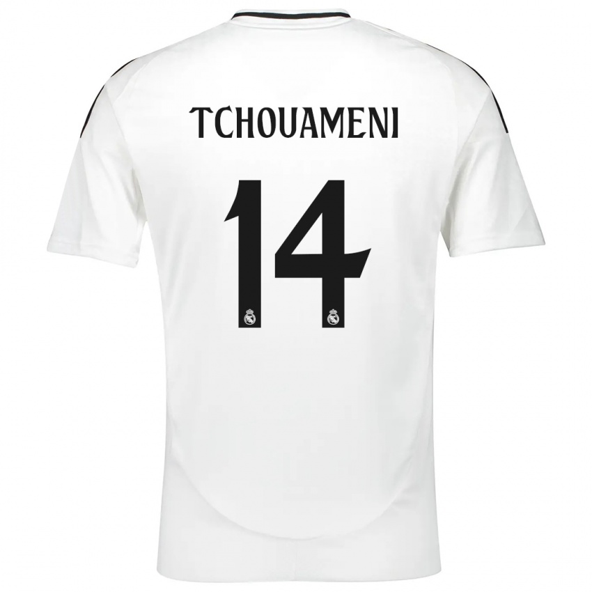 Børn Aurelien Tchouameni #14 Hvid Hjemmebane Spillertrøjer 2024/25 Trøje T-Shirt