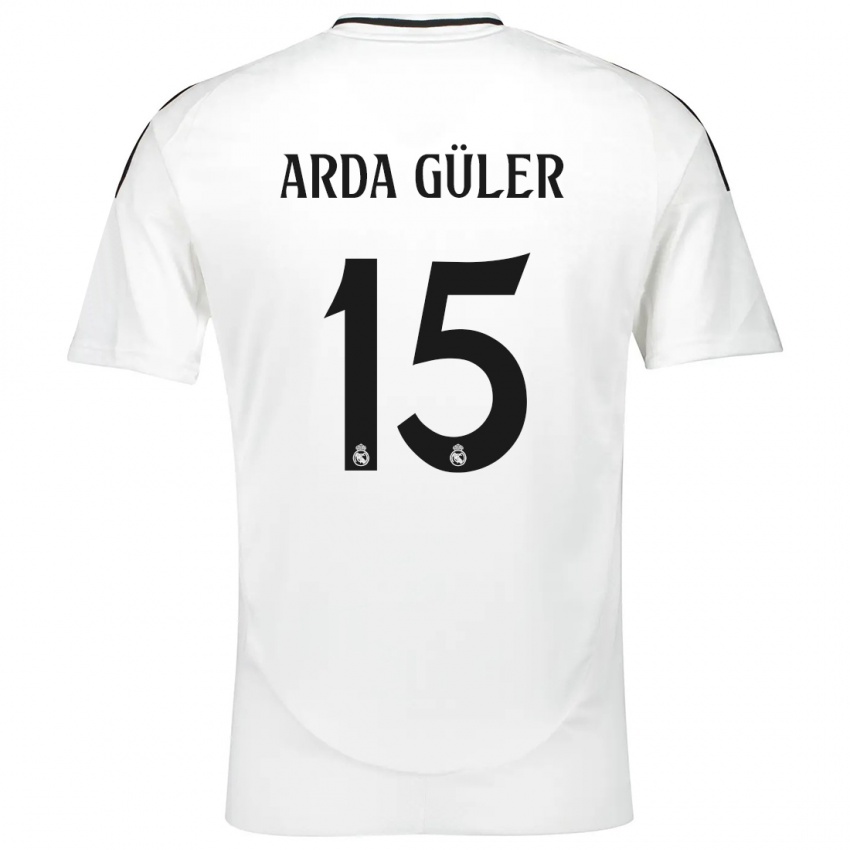 Børn Arda Güler #15 Hvid Hjemmebane Spillertrøjer 2024/25 Trøje T-Shirt