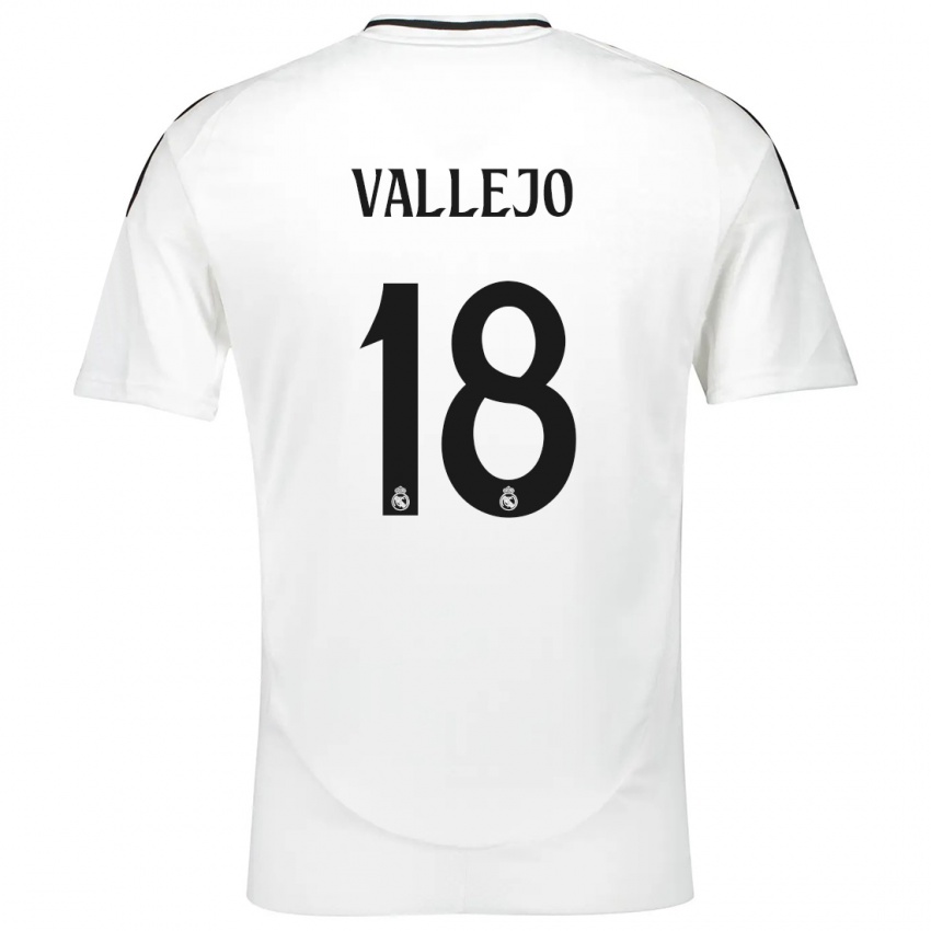 Børn Jesus Vallejo #18 Hvid Hjemmebane Spillertrøjer 2024/25 Trøje T-Shirt