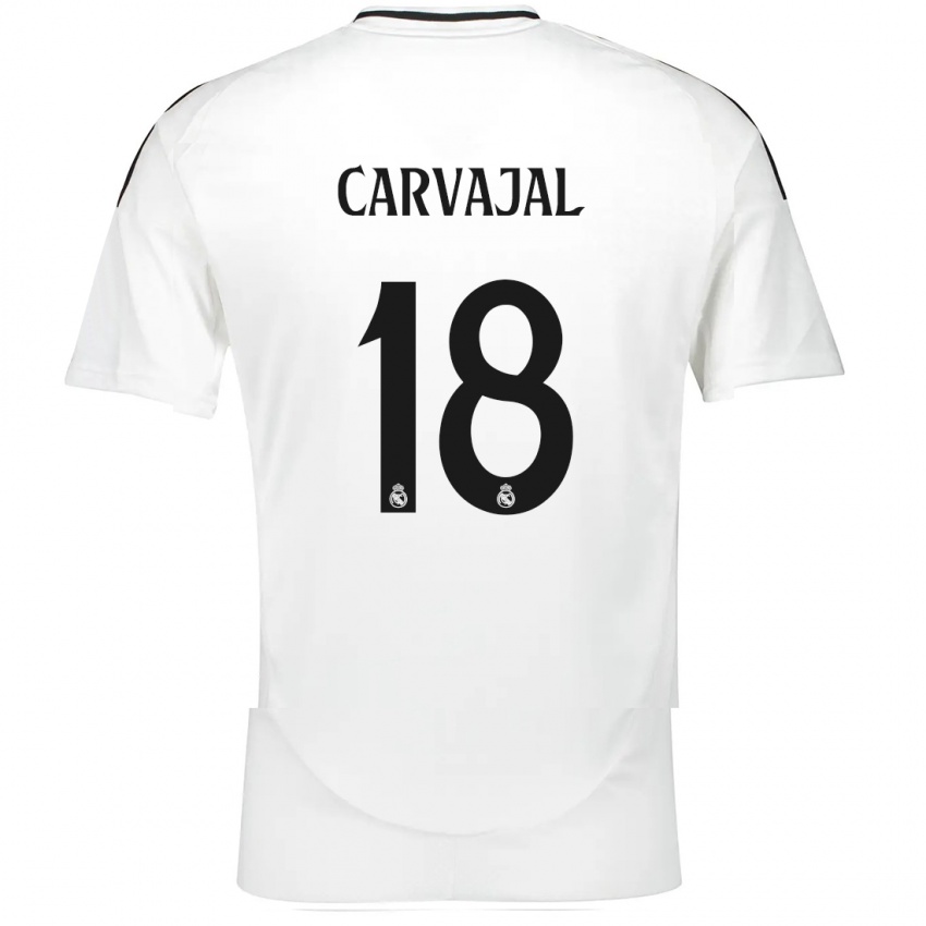 Børn Angel Carvajal #18 Hvid Hjemmebane Spillertrøjer 2024/25 Trøje T-Shirt