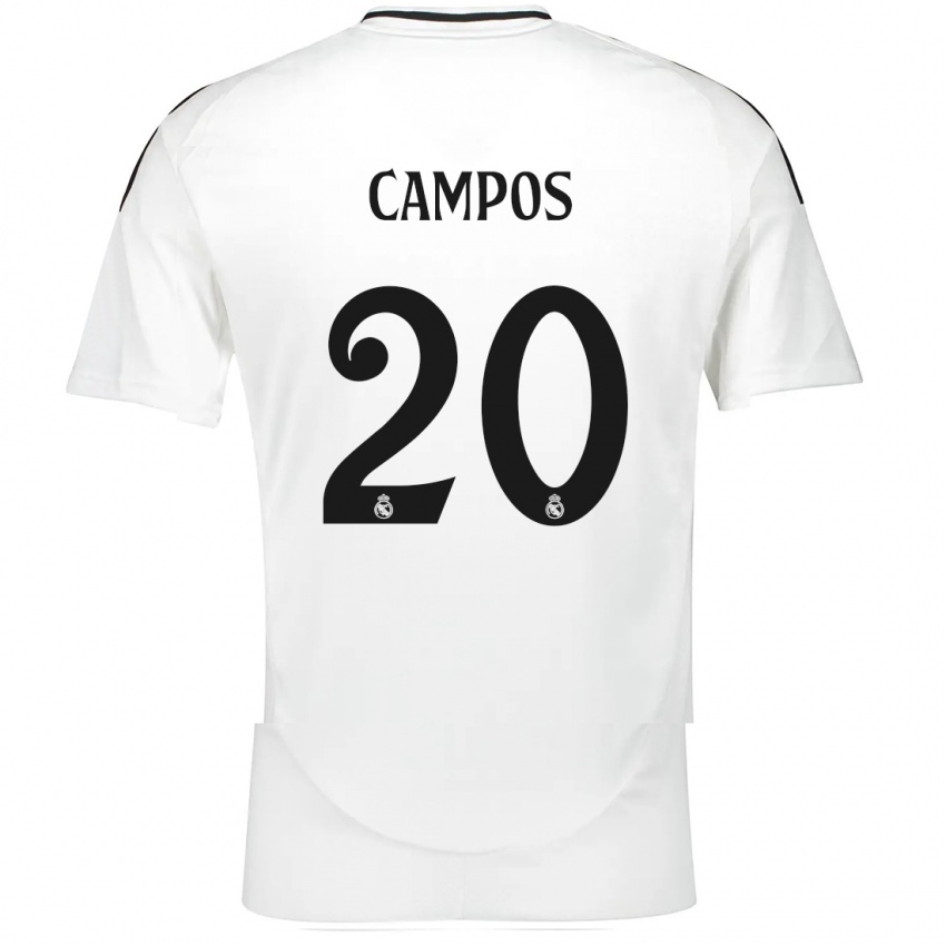 Børn Andrés Campos #20 Hvid Hjemmebane Spillertrøjer 2024/25 Trøje T-Shirt