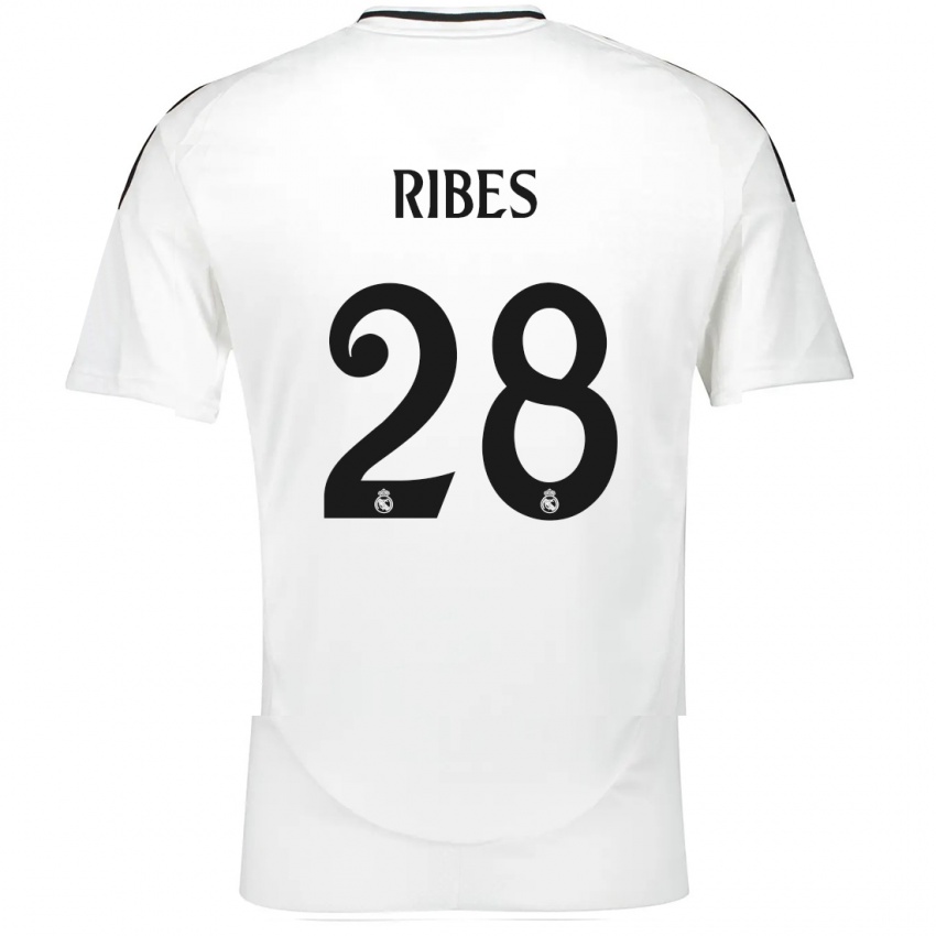 Børn Kike Ribes #28 Hvid Hjemmebane Spillertrøjer 2024/25 Trøje T-Shirt