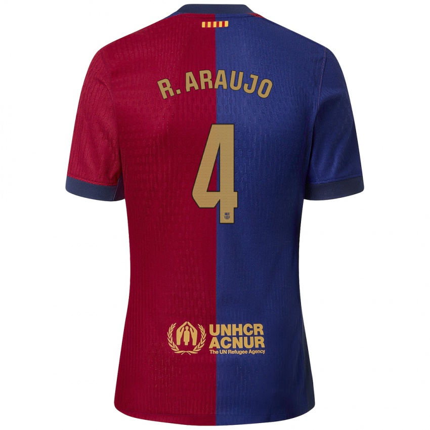 Børn Ronald Araujo #4 Blå Rød Hjemmebane Spillertrøjer 2024/25 Trøje T-Shirt