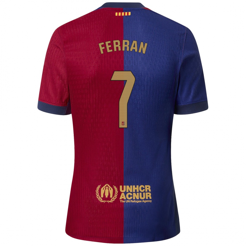 Børn Ferran Torres #7 Blå Rød Hjemmebane Spillertrøjer 2024/25 Trøje T-Shirt