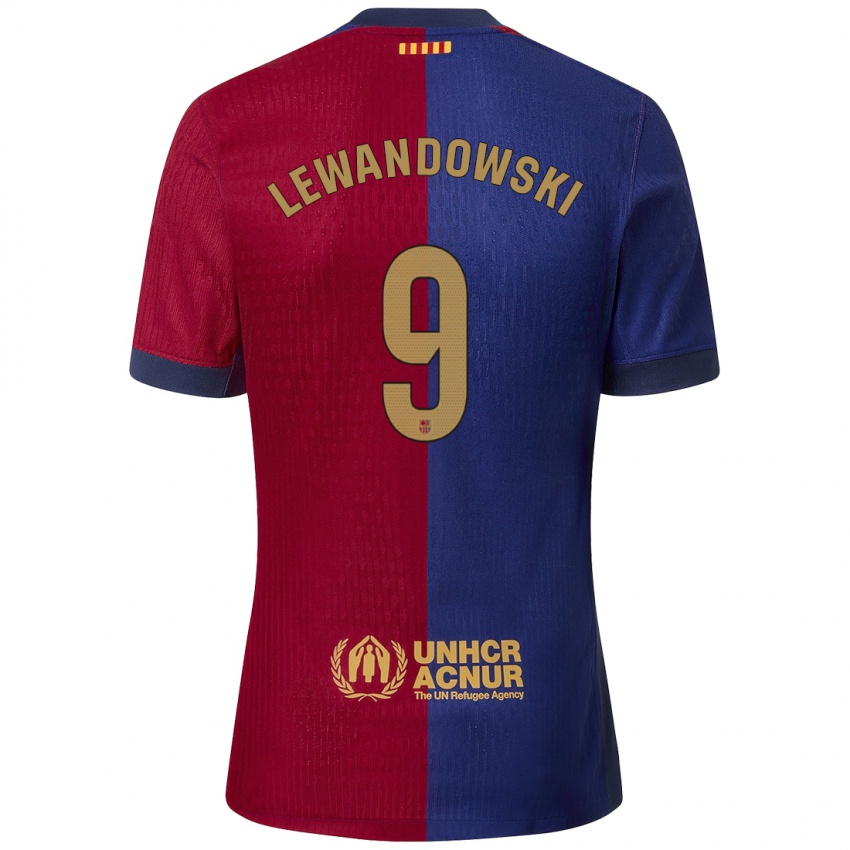 Børn Robert Lewandowski #9 Blå Rød Hjemmebane Spillertrøjer 2024/25 Trøje T-Shirt