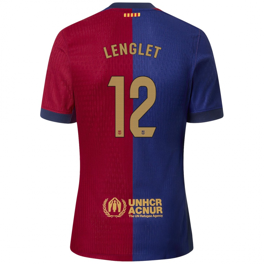 Børn Clement Lenglet #12 Blå Rød Hjemmebane Spillertrøjer 2024/25 Trøje T-Shirt