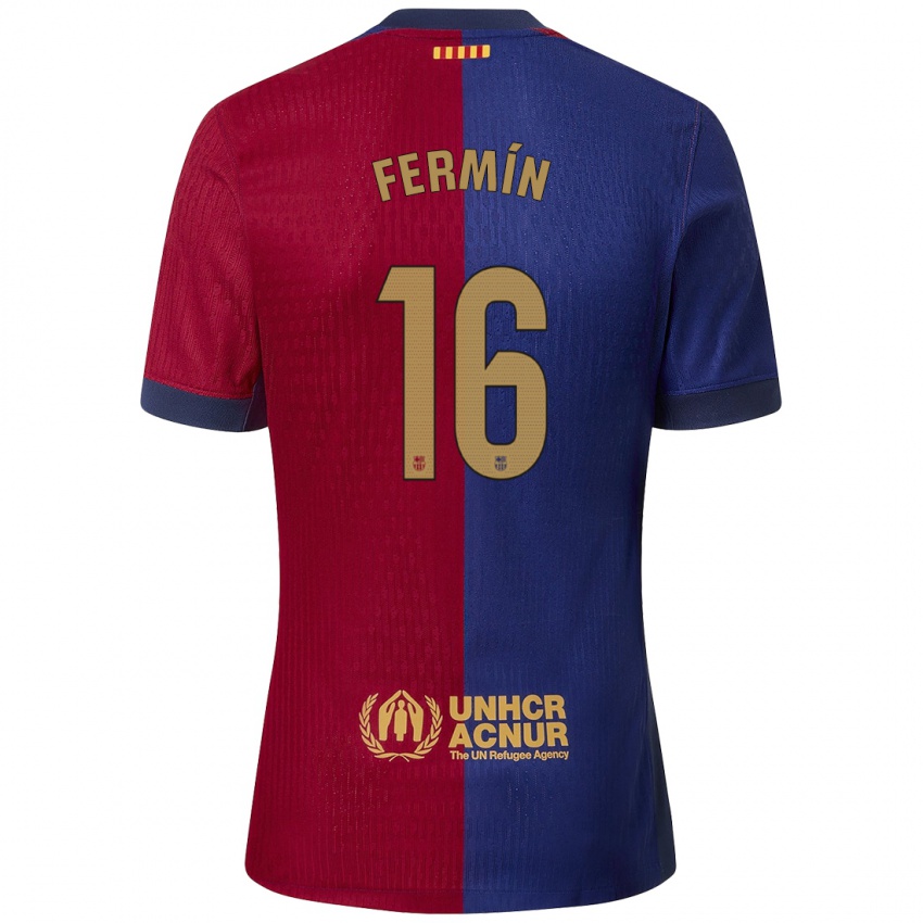 Børn Fermin Lopez #16 Blå Rød Hjemmebane Spillertrøjer 2024/25 Trøje T-Shirt