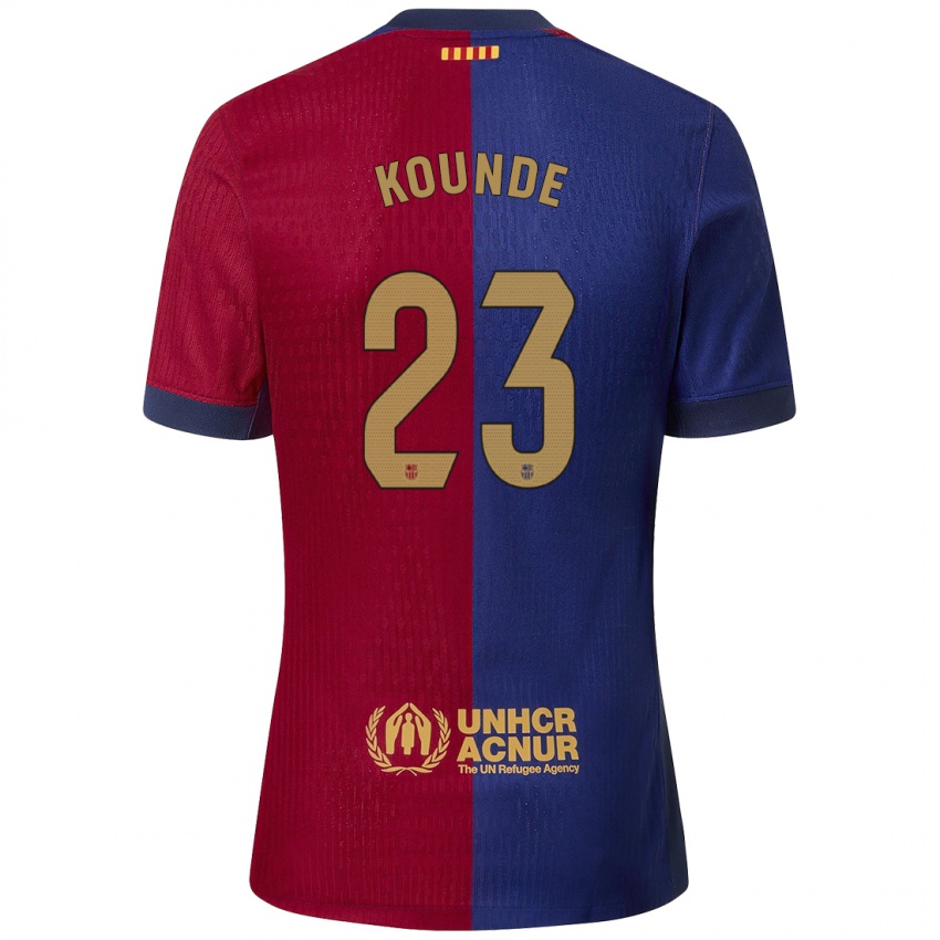 Børn Jules Kounde #23 Blå Rød Hjemmebane Spillertrøjer 2024/25 Trøje T-Shirt