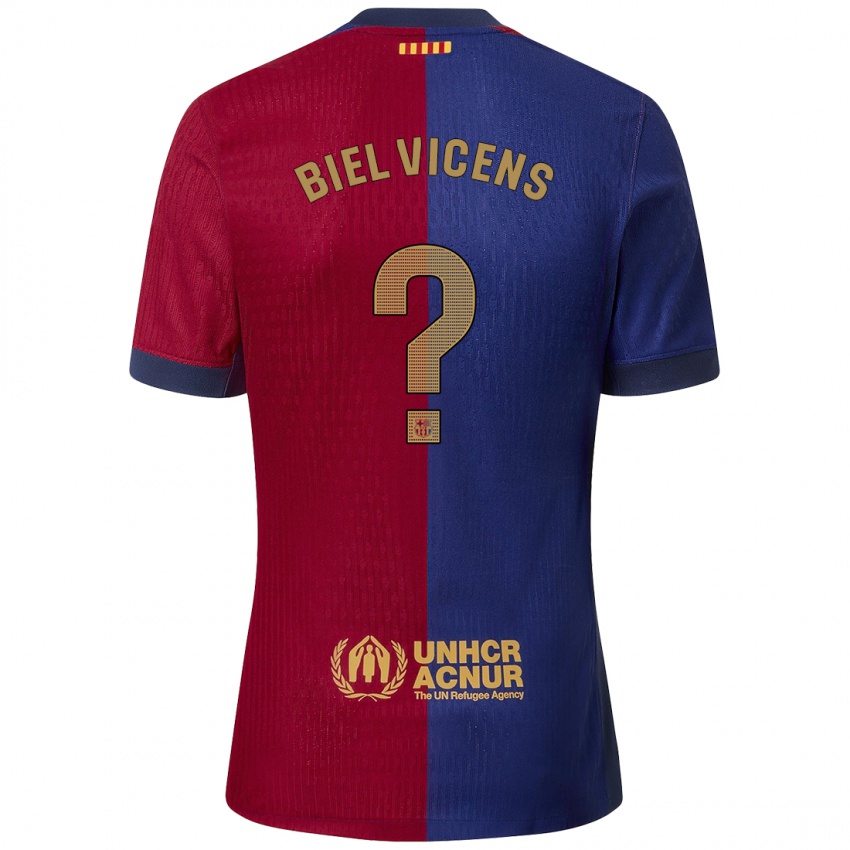 Børn Biel Vicens #0 Blå Rød Hjemmebane Spillertrøjer 2024/25 Trøje T-Shirt