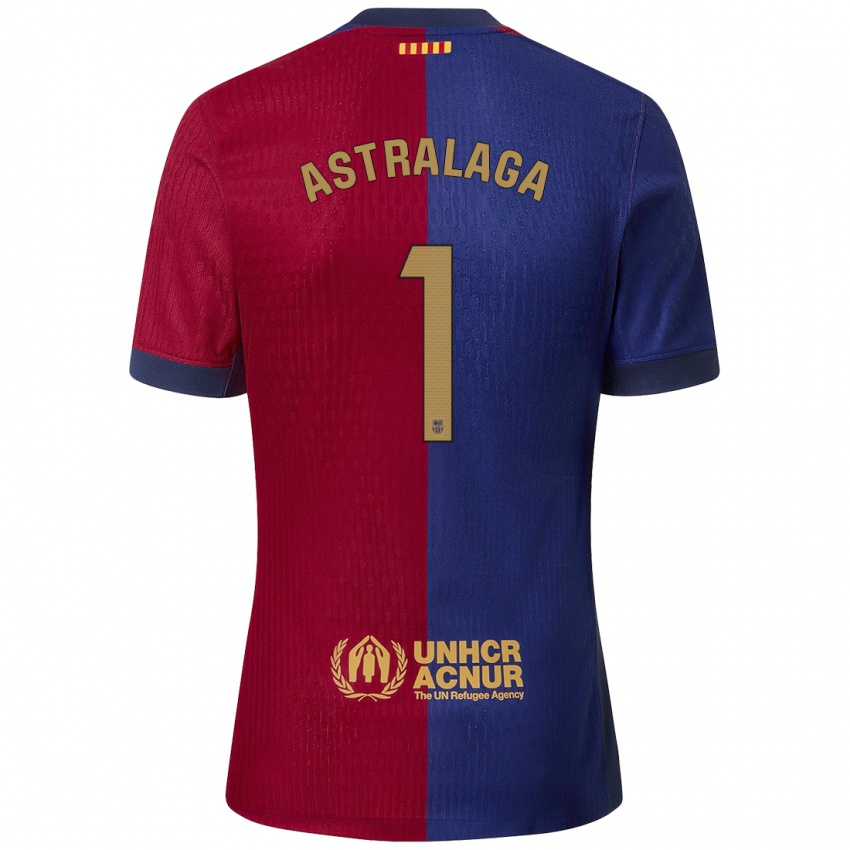 Børn Ander Astralaga #1 Blå Rød Hjemmebane Spillertrøjer 2024/25 Trøje T-Shirt