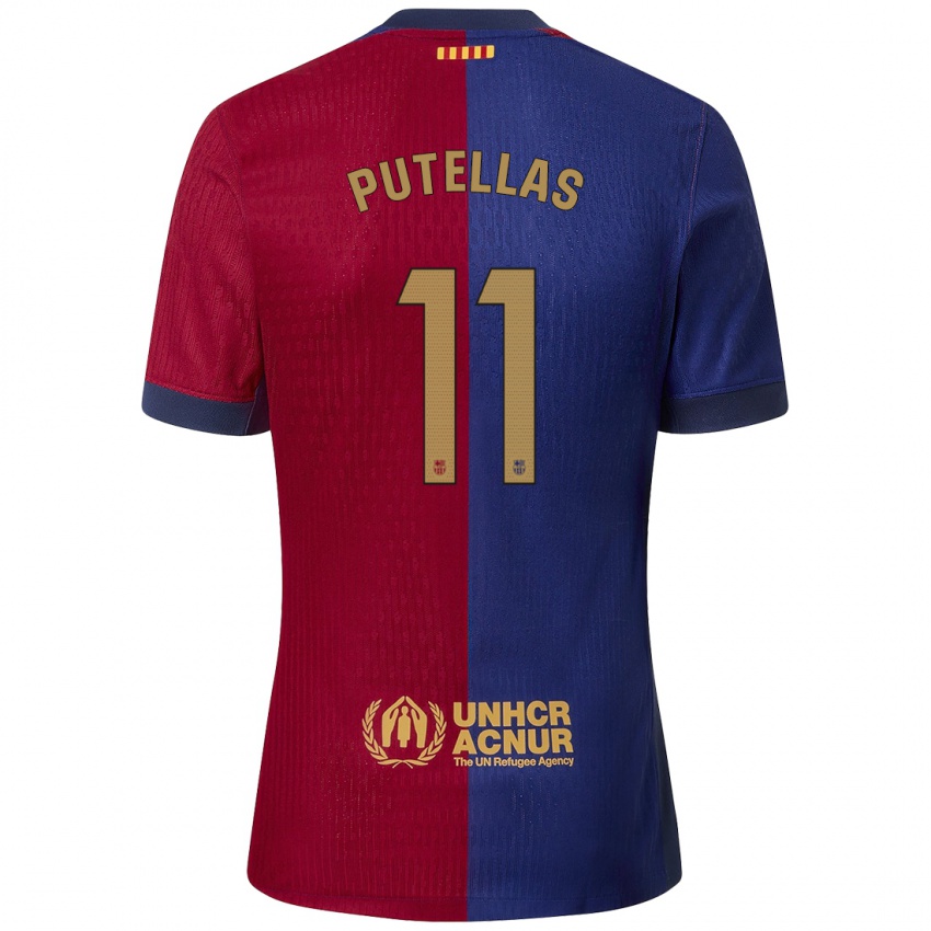 Børn Alexia Putellas #11 Blå Rød Hjemmebane Spillertrøjer 2024/25 Trøje T-Shirt