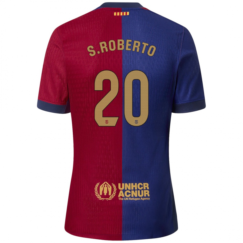 Børn Sergi Roberto #20 Blå Rød Hjemmebane Spillertrøjer 2024/25 Trøje T-Shirt