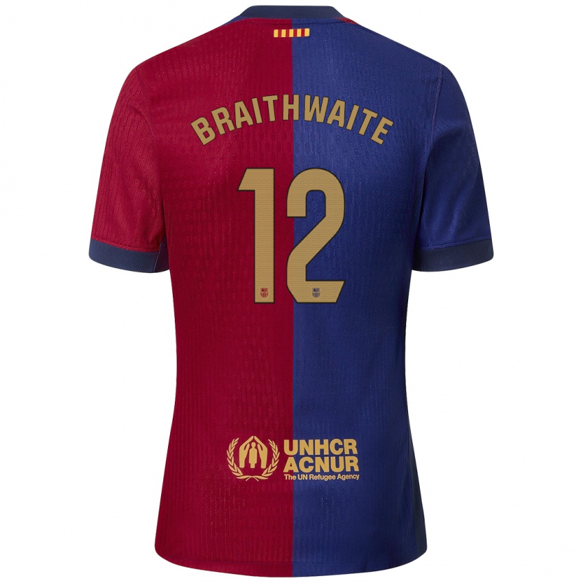 Børn Martin Braithwaite #12 Blå Rød Hjemmebane Spillertrøjer 2024/25 Trøje T-Shirt