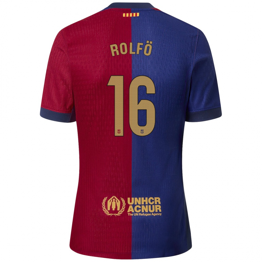 Børn Fridolina Rolfo #16 Blå Rød Hjemmebane Spillertrøjer 2024/25 Trøje T-Shirt