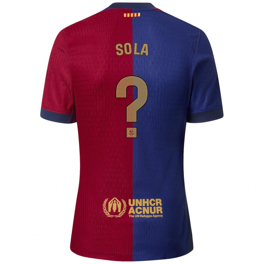 Børn Arnau Sola #0 Blå Rød Hjemmebane Spillertrøjer 2024/25 Trøje T-Shirt