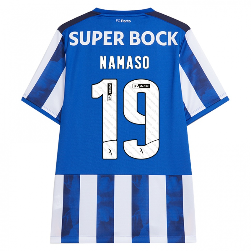 Børn Danny Namaso #19 Blå Hvid Hjemmebane Spillertrøjer 2024/25 Trøje T-Shirt