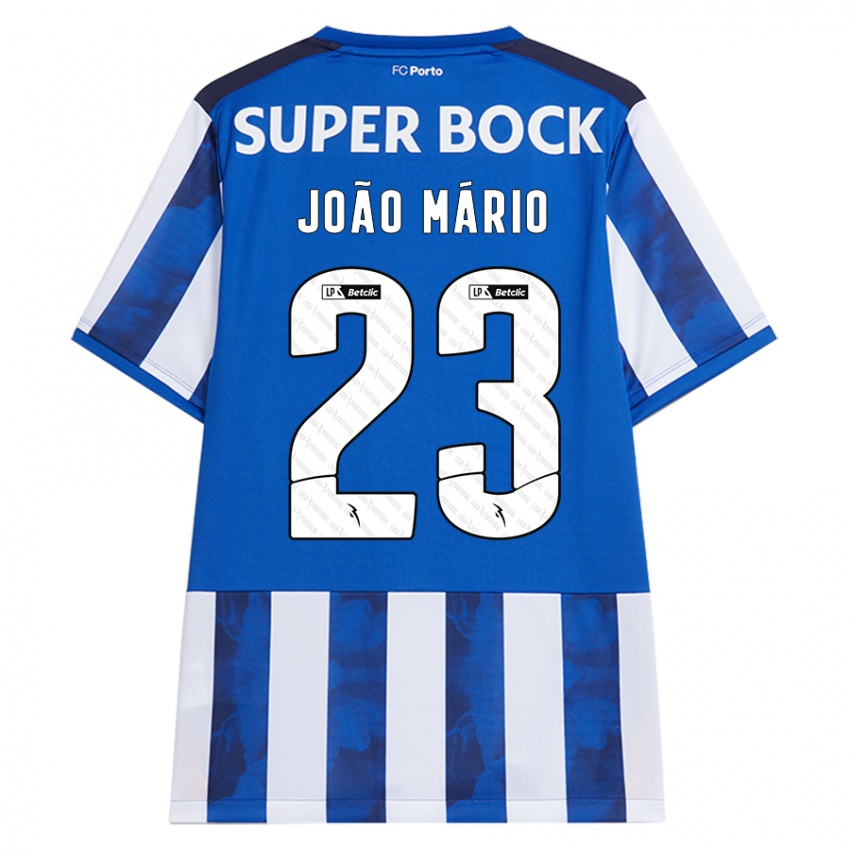 Børn Joao Mario #23 Blå Hvid Hjemmebane Spillertrøjer 2024/25 Trøje T-Shirt