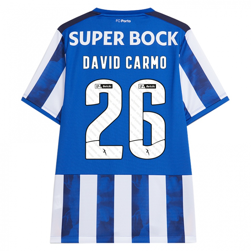 Børn David Carmo #26 Blå Hvid Hjemmebane Spillertrøjer 2024/25 Trøje T-Shirt