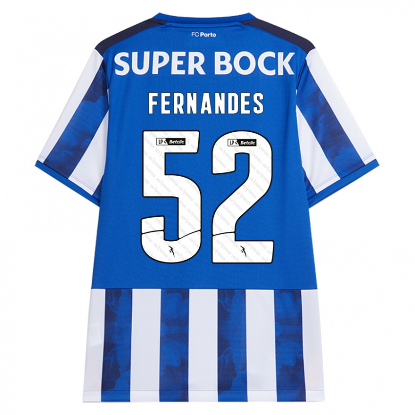 Børn Martim Fernandes #52 Blå Hvid Hjemmebane Spillertrøjer 2024/25 Trøje T-Shirt