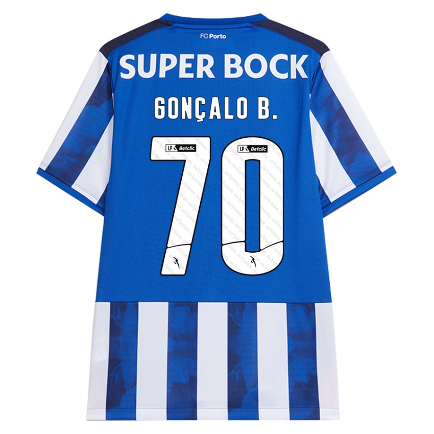 Børn Goncalo Borges #70 Blå Hvid Hjemmebane Spillertrøjer 2024/25 Trøje T-Shirt