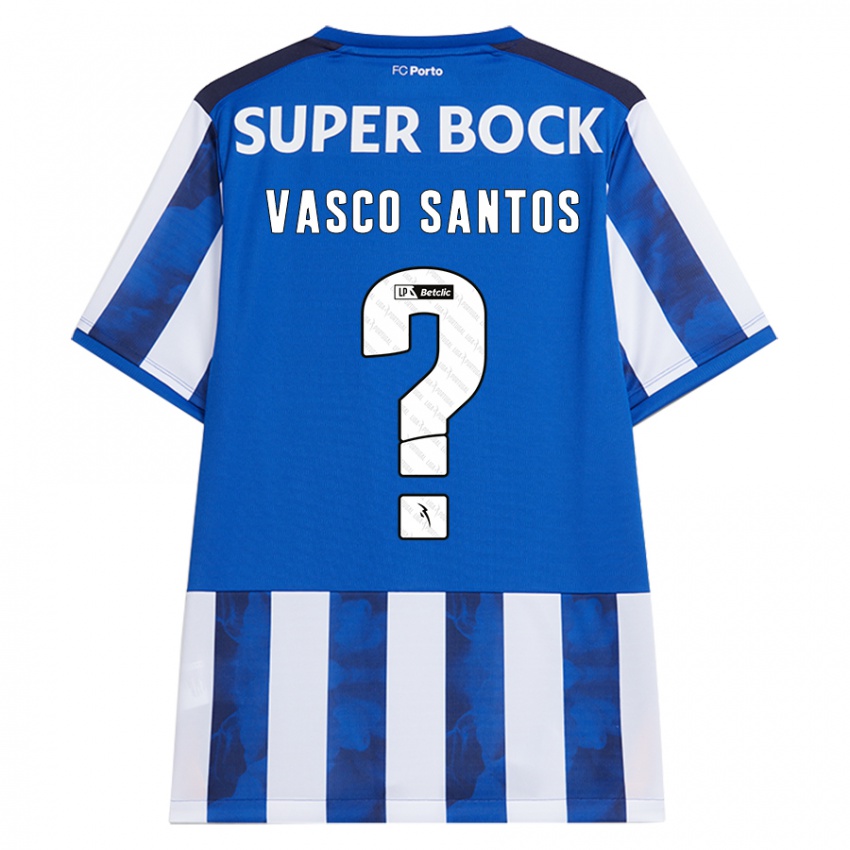 Børn Vasco Santos #0 Blå Hvid Hjemmebane Spillertrøjer 2024/25 Trøje T-Shirt