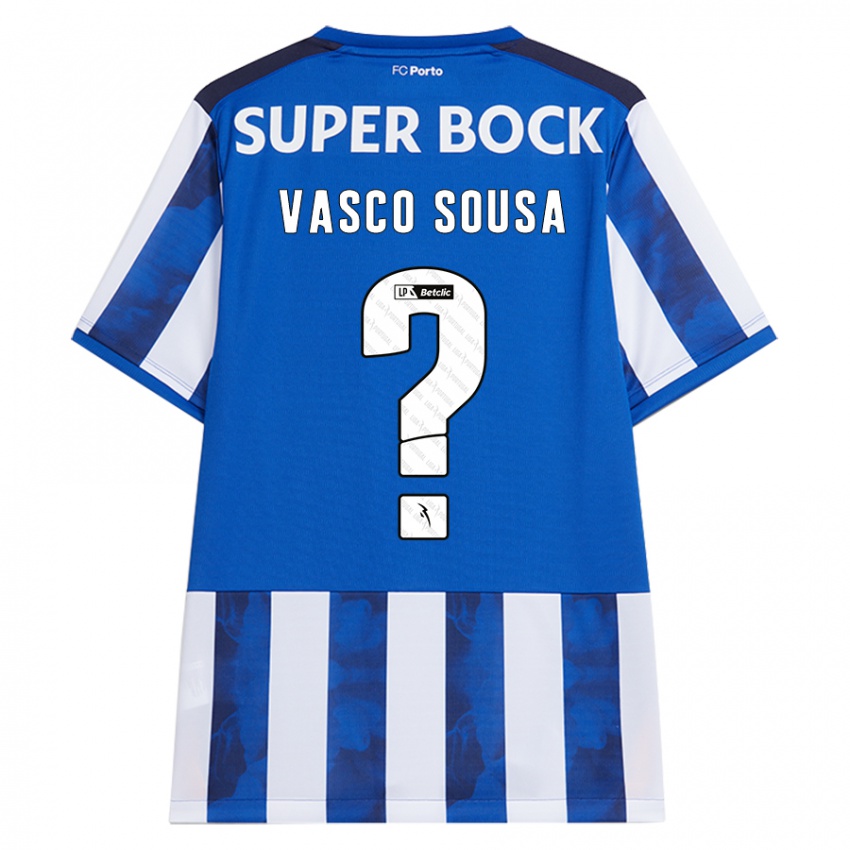 Børn Vasco Sousa #0 Blå Hvid Hjemmebane Spillertrøjer 2024/25 Trøje T-Shirt