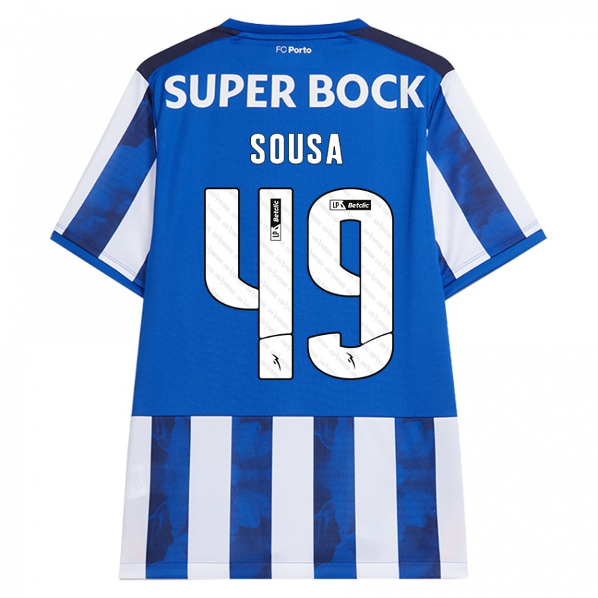 Børn Gonçalo Sousa #49 Blå Hvid Hjemmebane Spillertrøjer 2024/25 Trøje T-Shirt