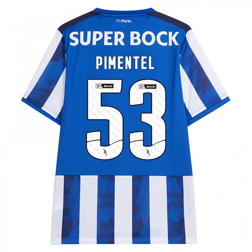 Børn Eric Pimentel #53 Blå Hvid Hjemmebane Spillertrøjer 2024/25 Trøje T-Shirt