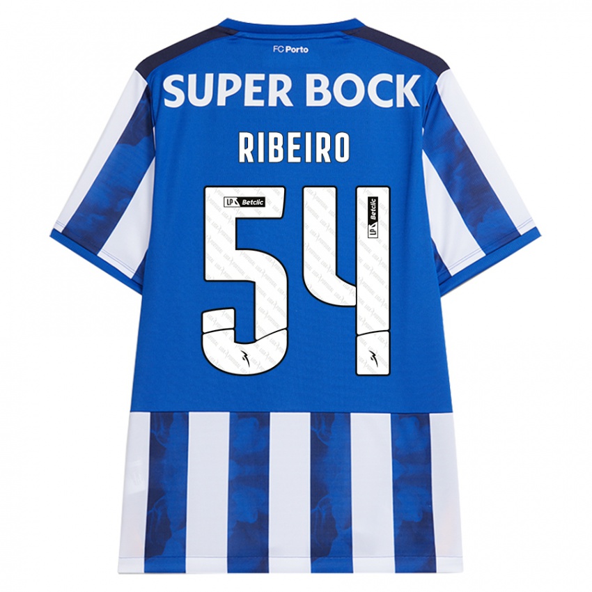 Børn António Ribeiro #54 Blå Hvid Hjemmebane Spillertrøjer 2024/25 Trøje T-Shirt