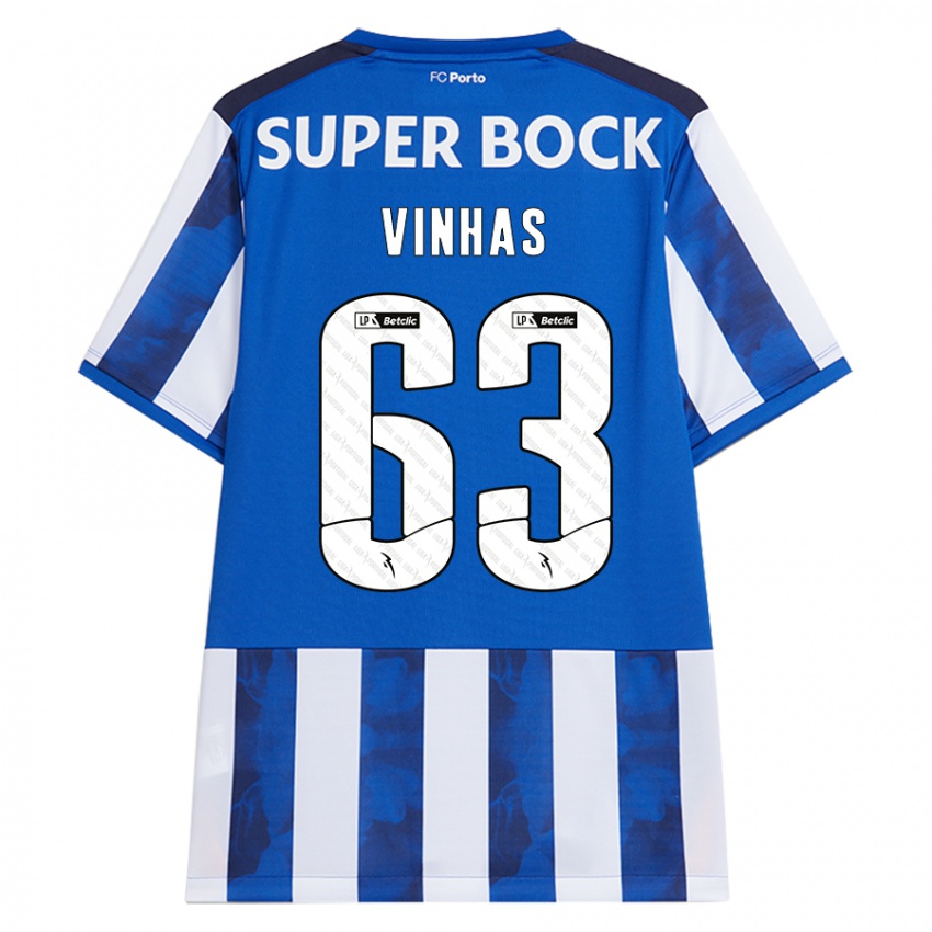 Børn David Vinhas #63 Blå Hvid Hjemmebane Spillertrøjer 2024/25 Trøje T-Shirt