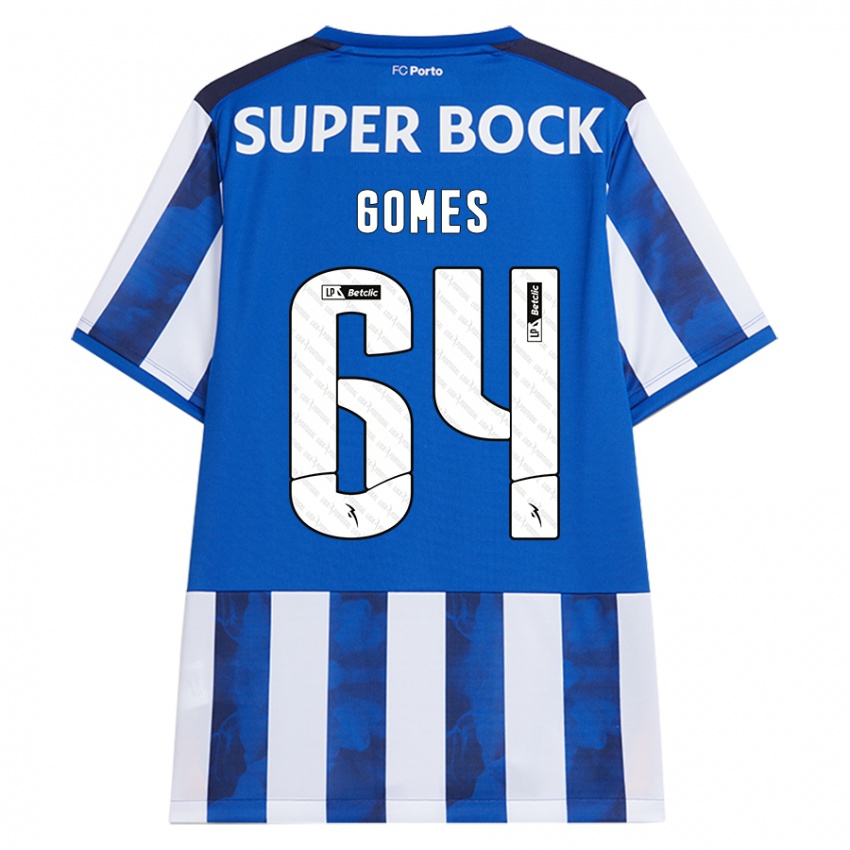 Børn Luís Gomes #64 Blå Hvid Hjemmebane Spillertrøjer 2024/25 Trøje T-Shirt