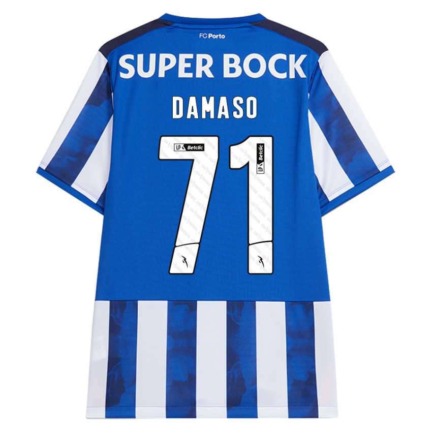 Børn Nico Damaso #71 Blå Hvid Hjemmebane Spillertrøjer 2024/25 Trøje T-Shirt