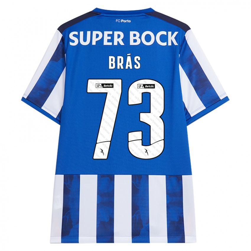 Børn Gabriel Brás #73 Blå Hvid Hjemmebane Spillertrøjer 2024/25 Trøje T-Shirt