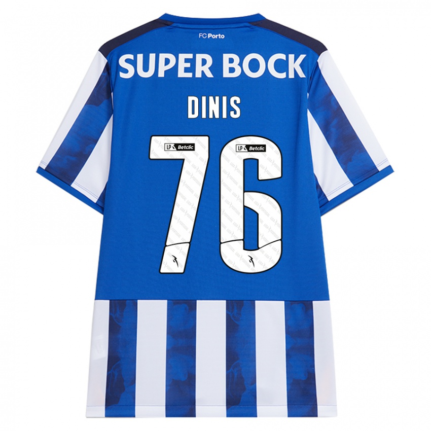 Børn Dinis #76 Blå Hvid Hjemmebane Spillertrøjer 2024/25 Trøje T-Shirt