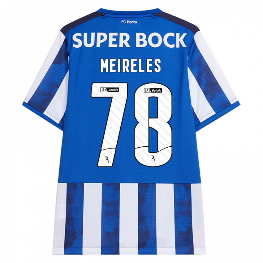 Børn Jorge Meireles #78 Blå Hvid Hjemmebane Spillertrøjer 2024/25 Trøje T-Shirt